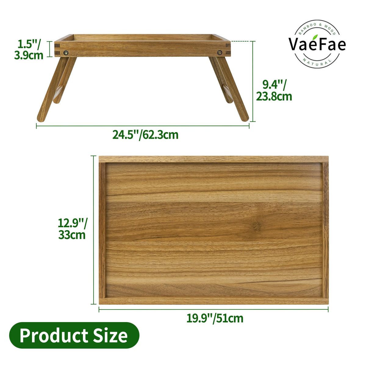 VaeFae Acacia Bed Tray used as a laptop workspace in bed