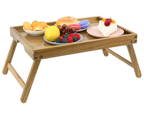 VaeFae Acacia Bed Tray set for meals in bed with ample surface