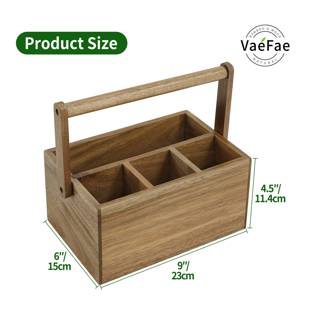 VaeFae acacia multi-purpose organizer suitable for condiments or office supplies