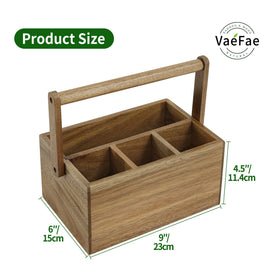 VaeFae acacia multi-purpose organizer suitable for condiments or office supplies