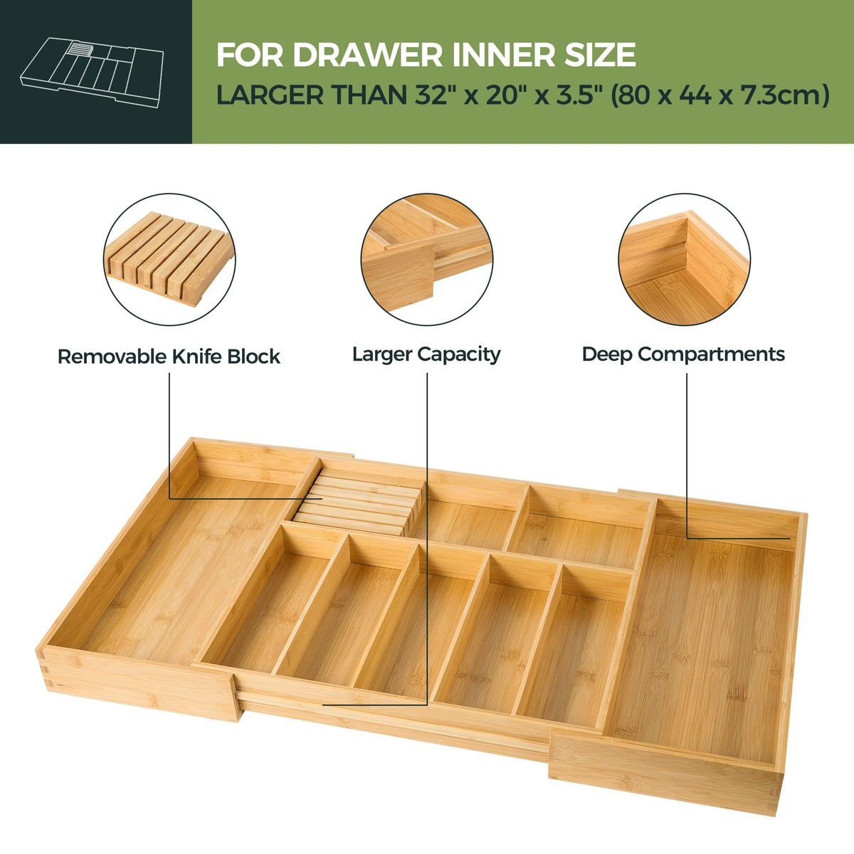 VaeFae deep compartments keep utensils organized and easy to reach.