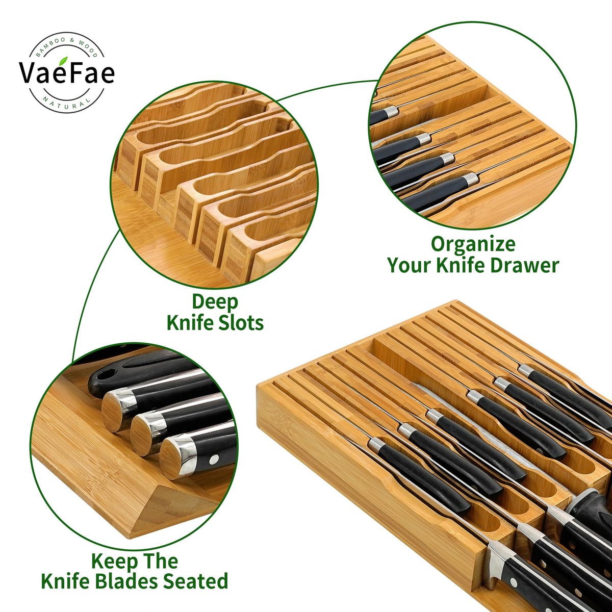 VaeFae bamboo is durable and adds natural warmth to your kitchen drawers.