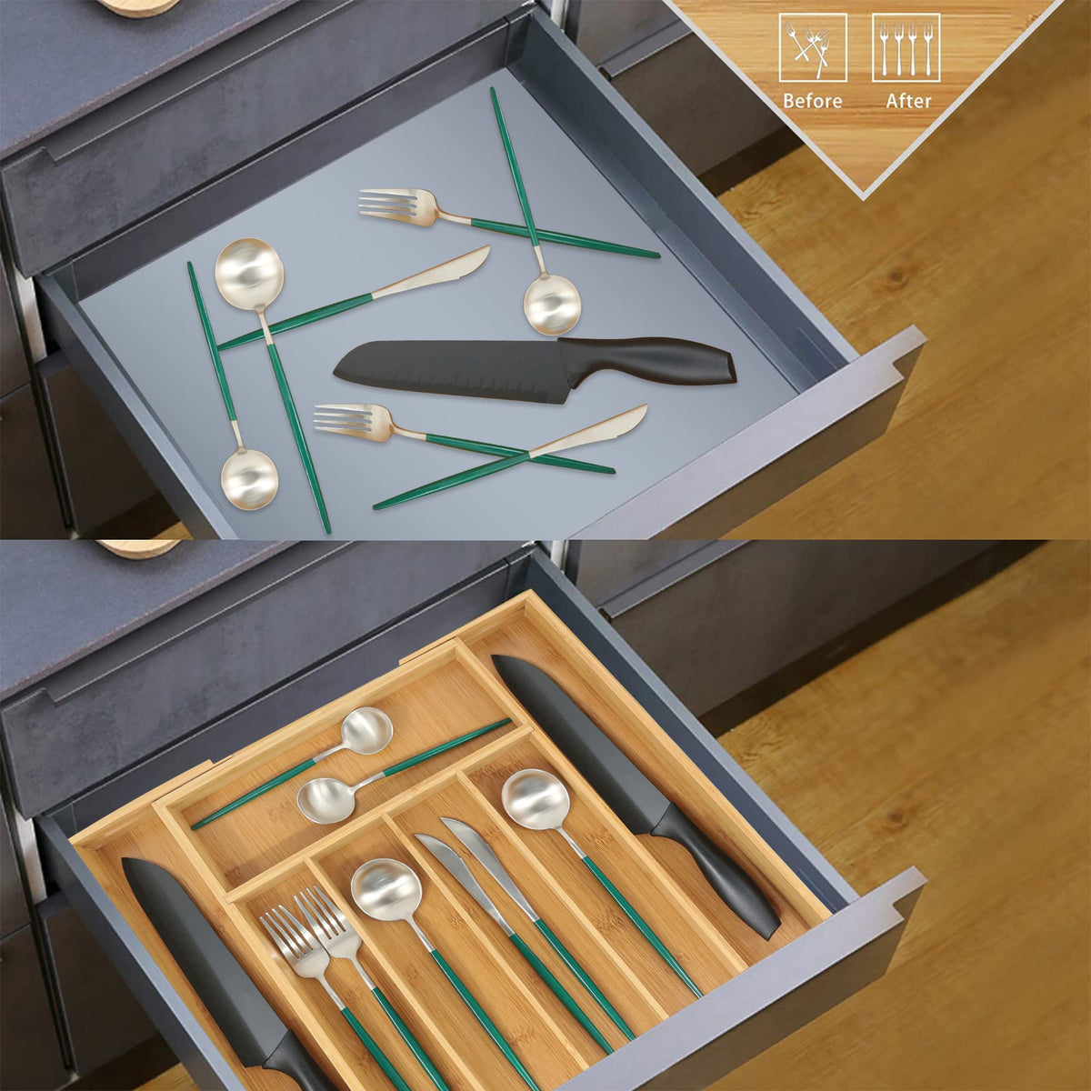 VaeFae Bamboo Drawer Organizer doubles as a jewelry or stationery organizer.