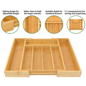 VaeFae Bamboo Tray keeps knives and spatulas organized without clutter.