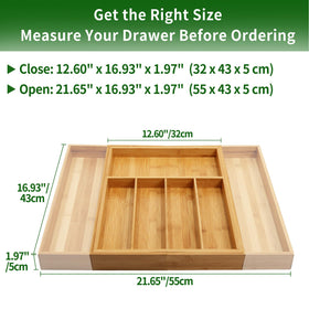 Expandable width from 12.6 inches to 21.6 inches fits different drawers