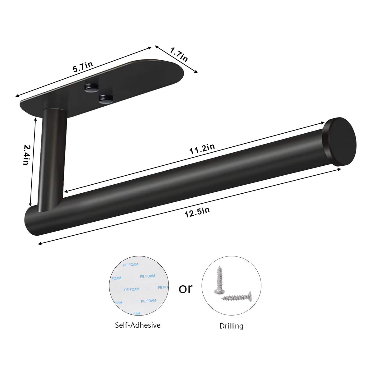VAEHOLD drill-install option securing towel holder to wall.