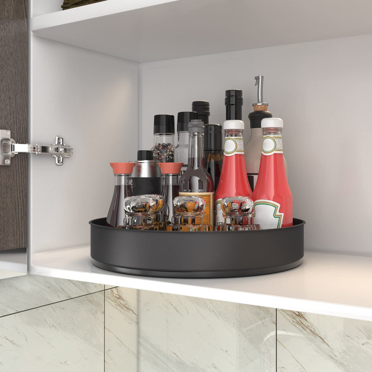 VAEHOLD fridge turntable keeps beverages and produce within reach