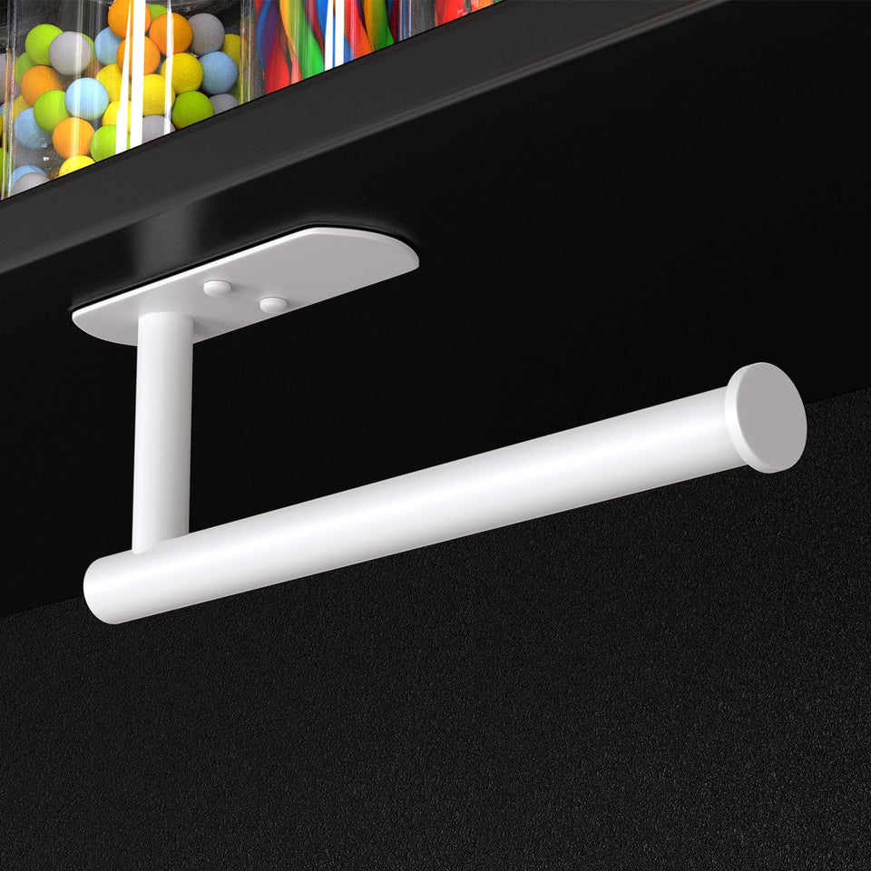 VAEHOLD self-adhesive paper towel holder under cabinet white in clean kitchen setting, space-saving design.