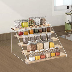 VAEHOLD spice rack with wooden boards side view showcases sturdy kitchen organization.