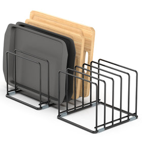 VAEKUCEAN cutting board organizer with 5-slot rack for easy access to trays