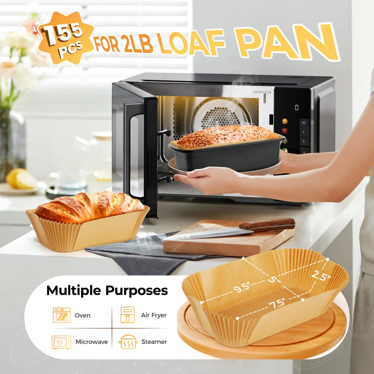 Vailnd loaf pan liners rectangular bowl shape, pre-cut for easy pan lining.