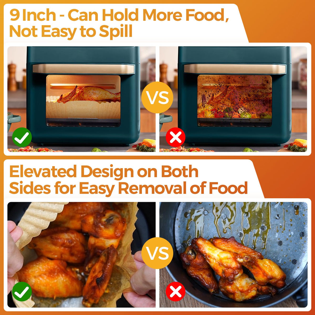 Vailnd Ninja compatible liners fit 5-8 Qt models for versatile cooking.