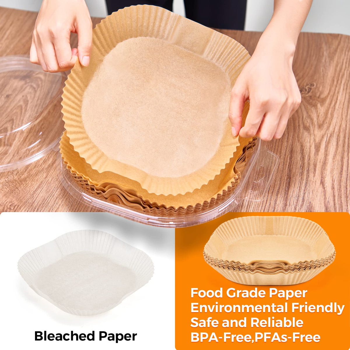 Vailnd unbleached parchment liners maintain flavor with a non-stick surface.