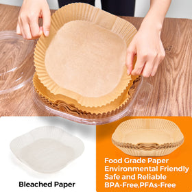 Vailnd unbleached parchment liners maintain flavor with a non-stick surface.