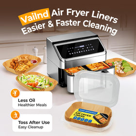 Vailnd versatile liners support baking, frying, steaming, microwaving, and serving.