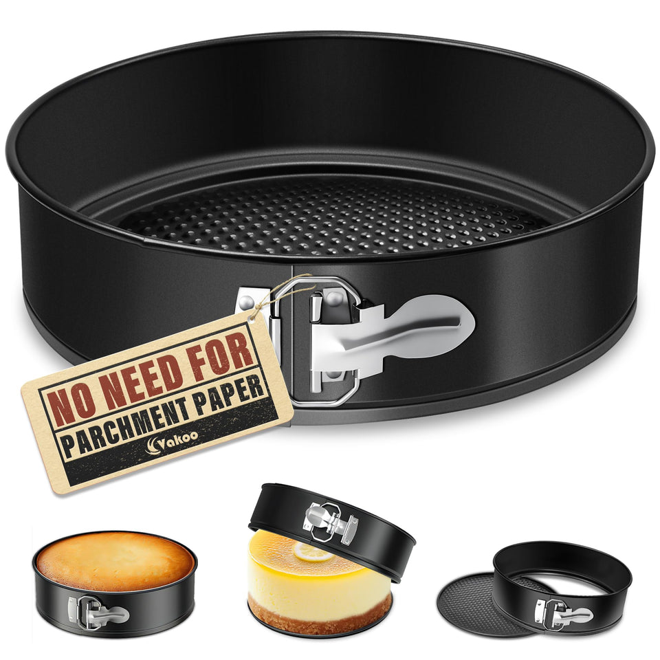 Vakoo 10-Inch Springform Pan with nonstick coating for easy cheesecake release.