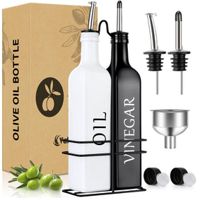 Vakoo olive oil dispenser white glass for precise drizzle