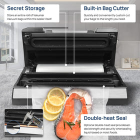 Vakumar sealer in dry/moist mode preserves pantry staples with precise vacuum.