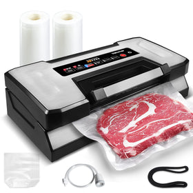 Vakumar vacuum sealer machine front view shows compact stainless steel design for easy countertop use.