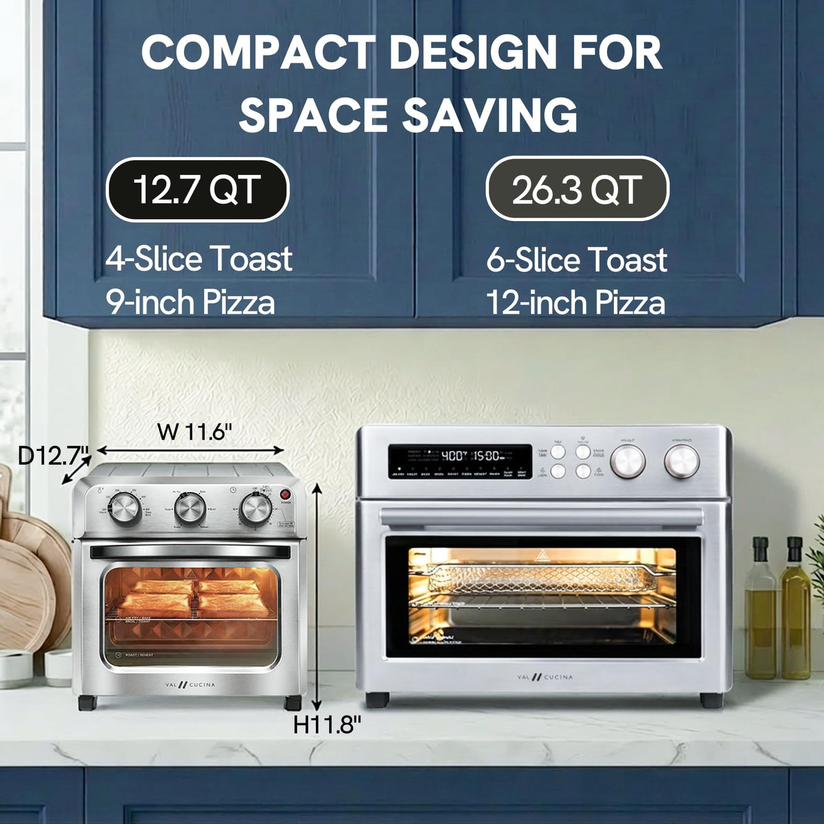 VAL CUCINA 12.7 qt interior fits a 9 inch pizza