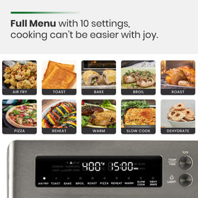 VAL CUCINA infrared air fryer toaster oven interior shows ample space for family meals.