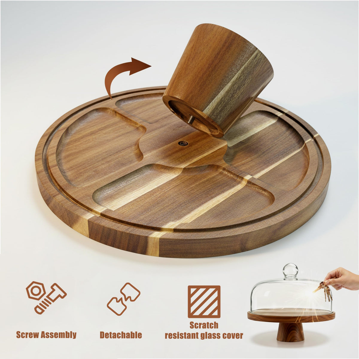 12-inch round cake stand with airtight dome fit for freshness