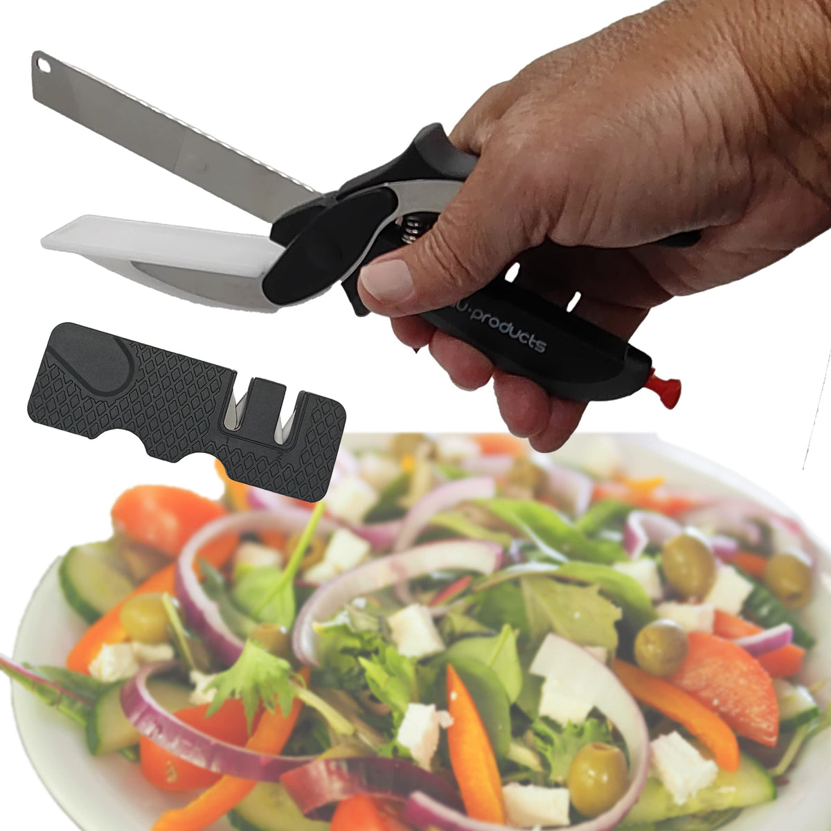 Valu Products multi-purpose veggie slicer shown with various produce