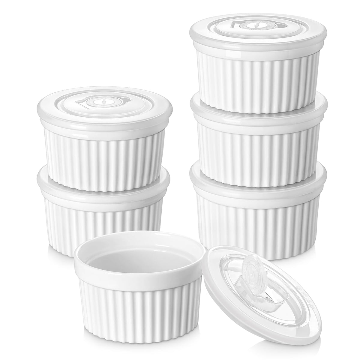 Vancasso 10 oz ramekins with lid date tracking for freshness
