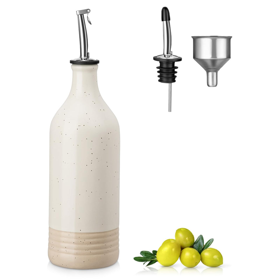 Vancasso 20oz ceramic oil dispenser with spout for drip-free pouring