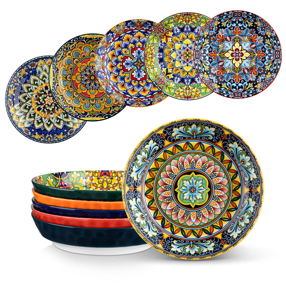 Vancasso 32oz pasta bowls with Boho pattern, ideal for family meals