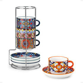 Vancasso 4oz stackable espresso cups with saucers for space saving and style