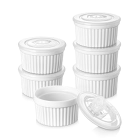 Vancasso 6 oz ramekin with lid and date dots for freshness tracking