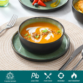Vancasso AMBER turf green bowls designed for easy cleaning after meals.