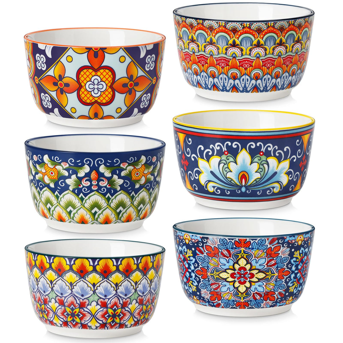 Vancasso bohemian creme brulee ramekins with vibrant glaze for single-serving desserts.