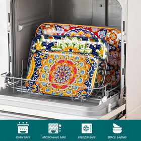Vancasso bohemian-design platters set adds vibrant color to festive tables.