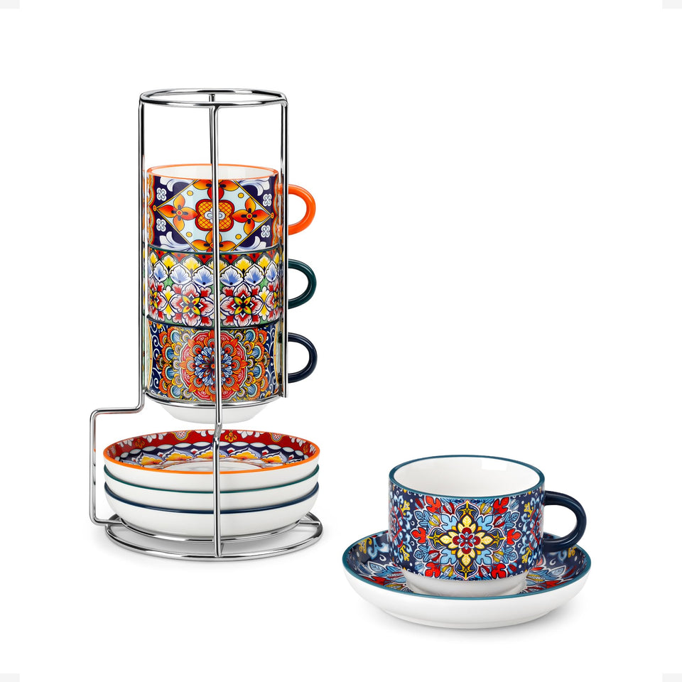 Vancasso bohemian espresso cups stackable for compact, stylish coffee ritual