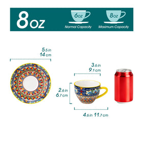 Vancasso bohemian-pattern cup close-up showing vibrant glaze