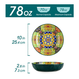 Close-up of Bohemian glaze and vibrant pattern on Vancasso bowls.