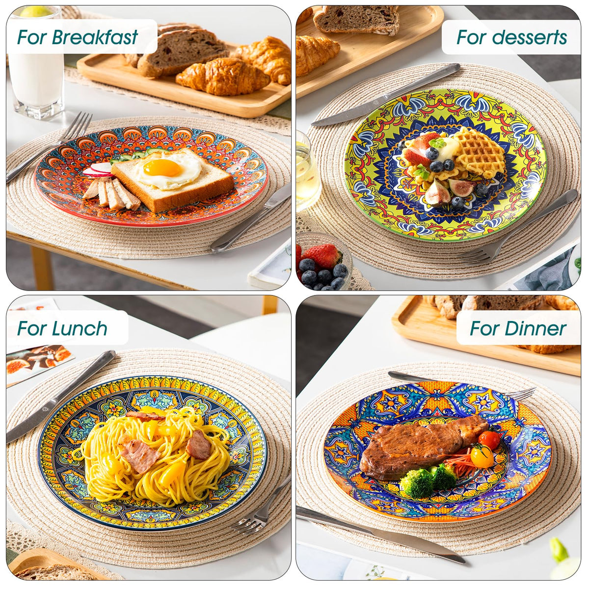 Vancasso Bohemian-pattern salad plate highlights vibrant colors for meals.