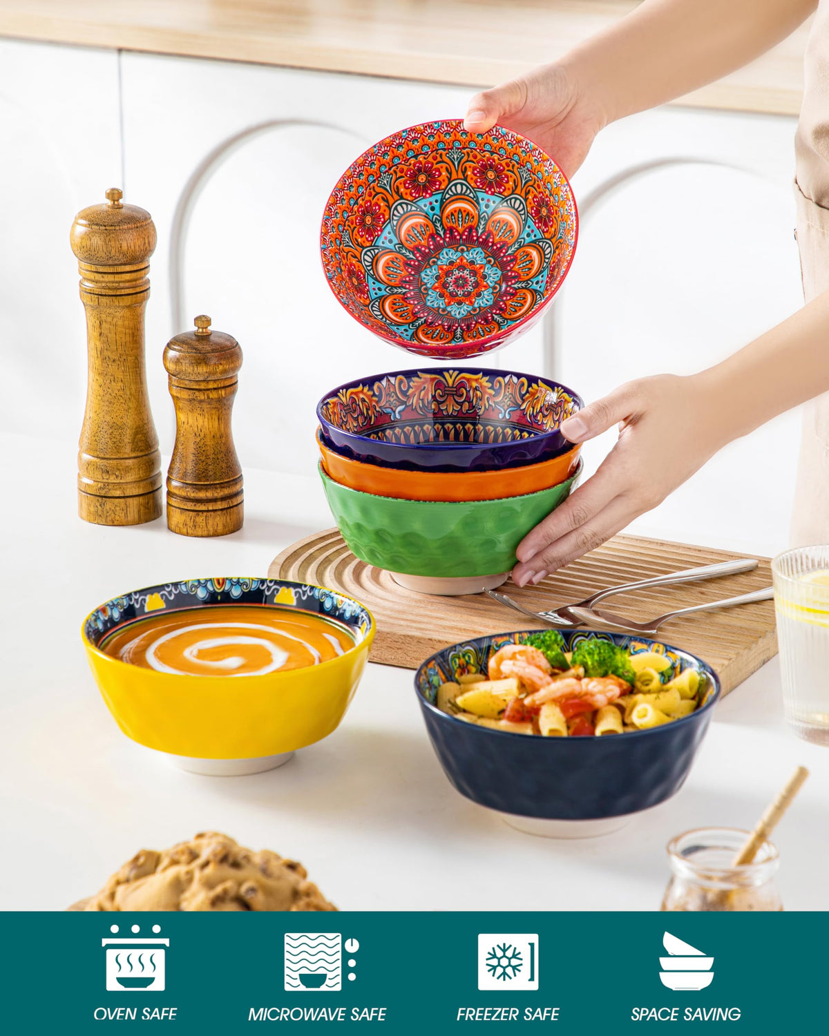 Vancasso Boho bowls feature an easy-clean glaze for simple care
