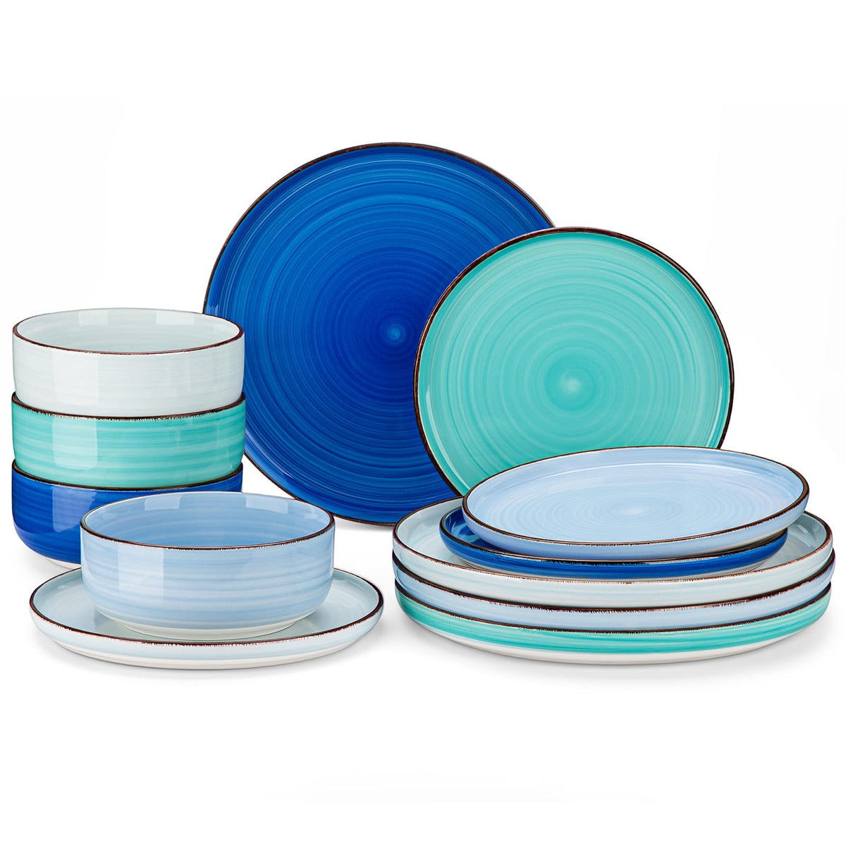 Vancasso Bonita Blue dinner plate with hand-painted color for vibrant everyday dining.
