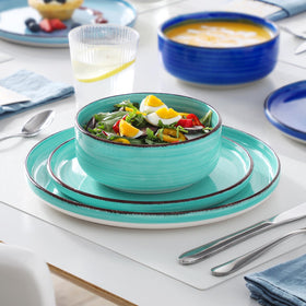 Vancasso Bonita blue glaze close-up highlights vivid stoneware finish.