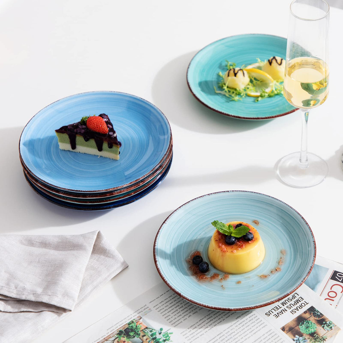 Stacked display illustrates set versatility for family dinners and gatherings