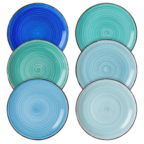 Vancasso Bonita blue salad plate top view highlights durable glaze for everyday dining