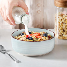 Vancasso Bonita Blue tableware set styled for modern kitchens.