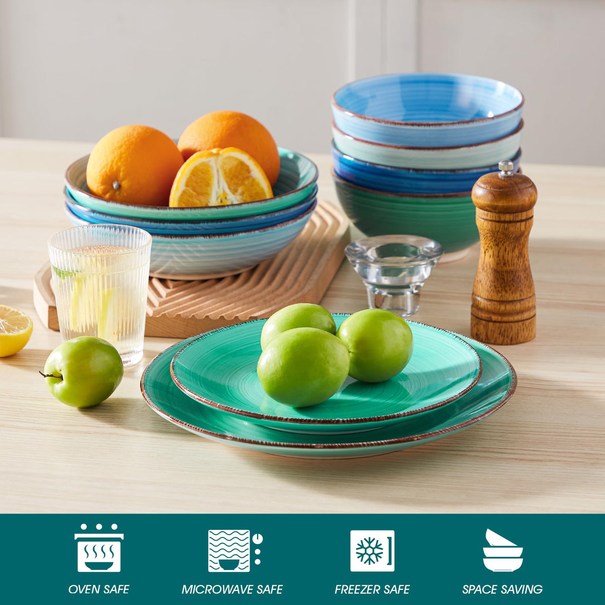 Vancasso Bonita plates are microwave and oven safe up to 482°F.