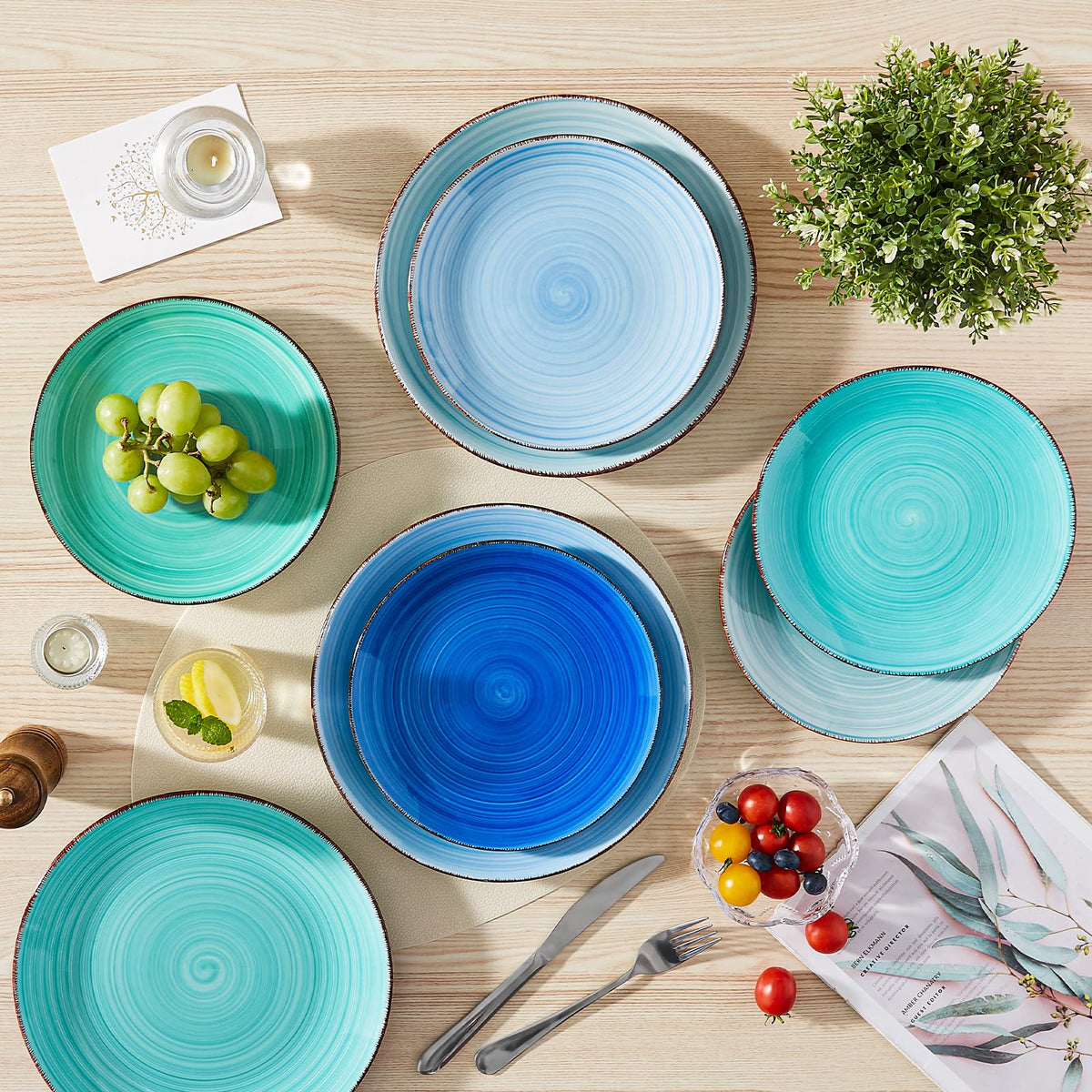 Lead-free and cadmium-free glaze on Vancasso Bonita dinner plates.