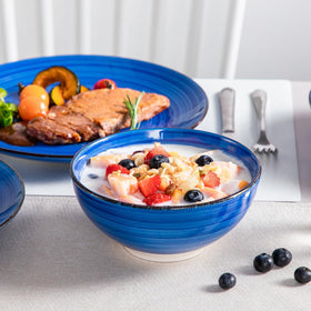 Vancasso Bonita dishwasher-safe in blue for easy cleanup.