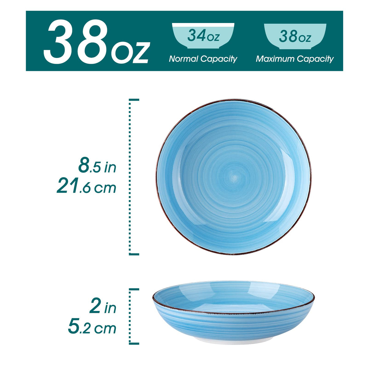 Vancasso Bonita large ceramic bowl stackable for easy storage.