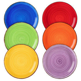 Vancasso Bonita Muticolor salad plate with blue swirl glaze, ideal for dessert.
